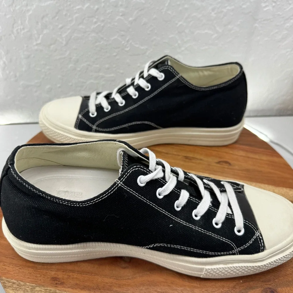 CHAMARIPA Black Canvas‎ Platform Sneakers Women EU 40 US 9 Cream Toe Cap